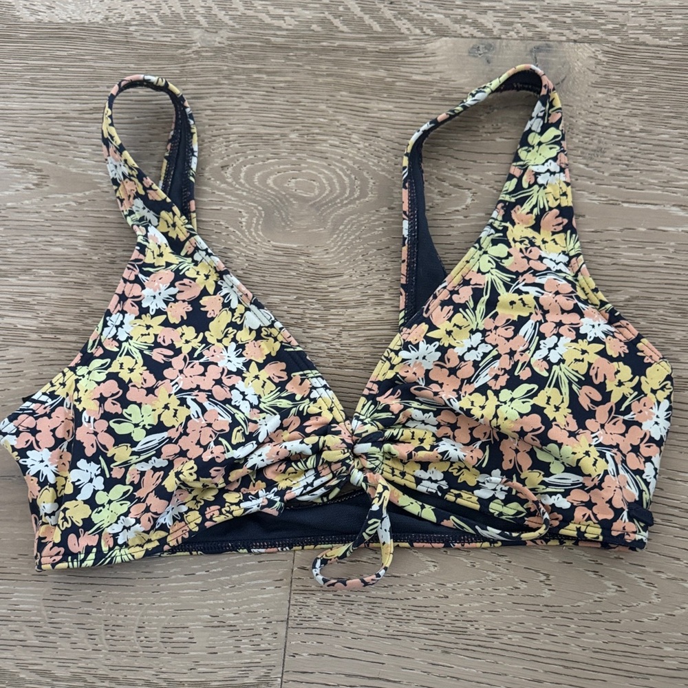 Roxy Black and Floral Bikini Top
